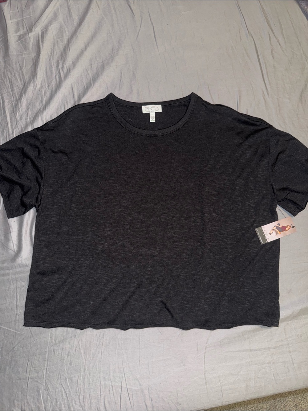 sofia by sofia vergara Black Short Sleeve Crop Top